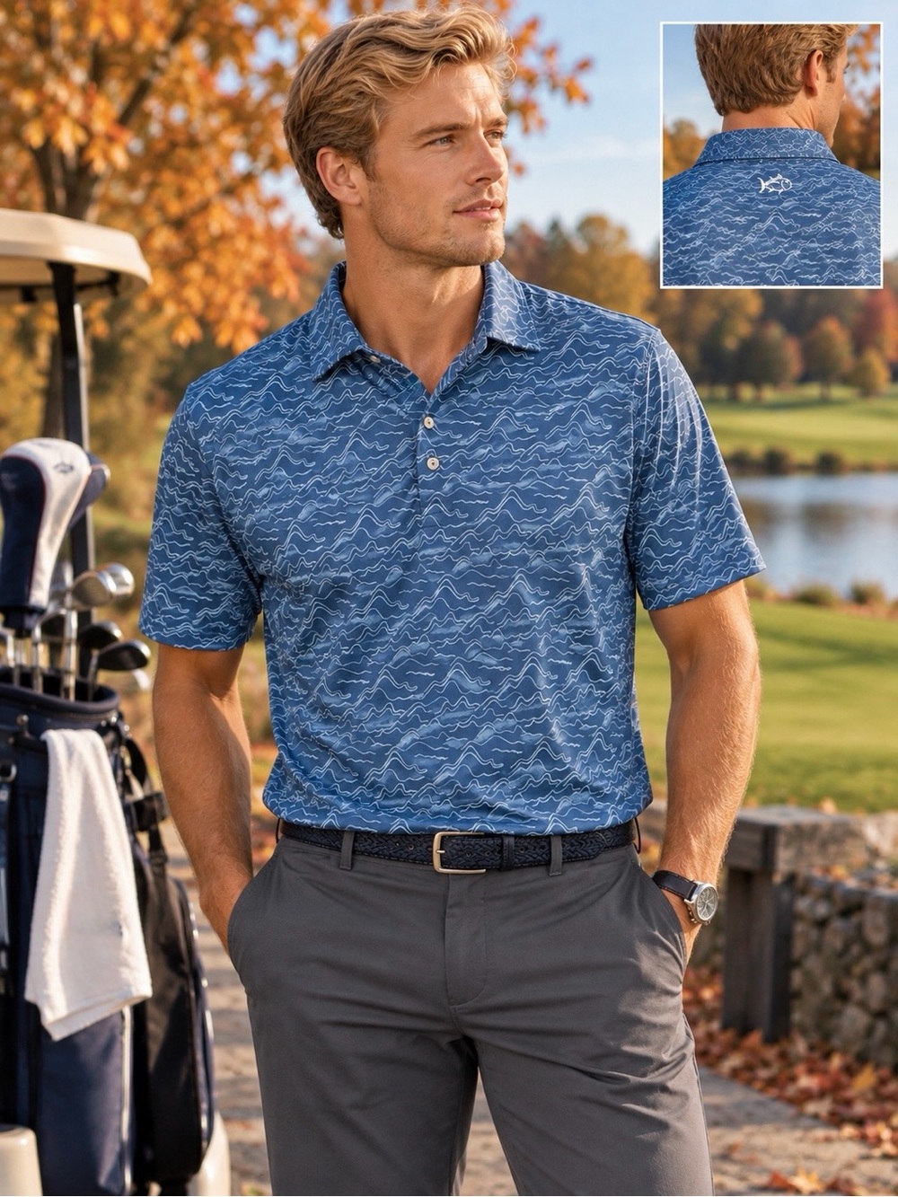 Southern Tide Driver Polo XL Blue Haze Change Your Altitude Golf Performance